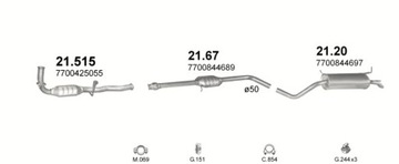 Средний глушитель + гибкий разъем. Renault Megane I объём 1.4+1.6 95-99