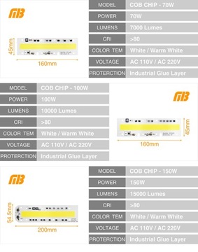 COB LED 100Вт холодный белый 220В