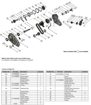 BMW X5 E53 ZESTAW NAPRAWCZY REDUKTOR ATC500