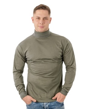 Elegancki Sweter Golf Męski Golfy WXM XXL oliwkowy