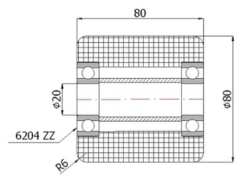 РОЛИК РОЛИК ДЛЯ ТЕЛЕЖКИ 80x80, отверстие: 20 мм, грузоподъемность: 500 кг