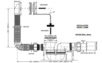 Сифон для ванны McAlpine 50 мм