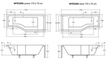 ПОЛЬША КАБИНА ВАННА 170x75 СМ ЭКРАННЫЙ КОРПУС СИФОНА