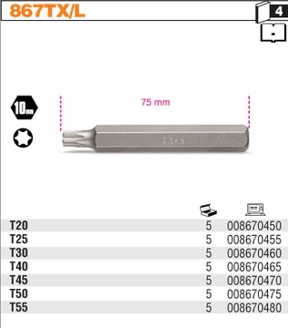 BIT 10MM KLUCZ DŁUGI TORX BITY T50 867TX/L BETA