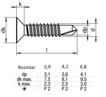 Samoviert 7504p samoviekręt нержавеющего A2 3.9x16 100