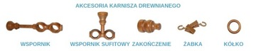 Karnisz drewniany 1,2m fi 28+28mm podwójny 120cm