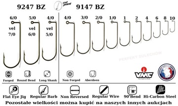 50 x JIG HOOK VMC 9147BZ № 1/0 литейных головок