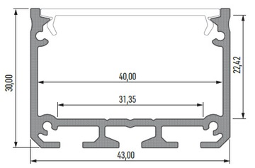 PROFIL ALUMINIOWY ILEDO SUROWY 1M DO TAŚM LED