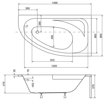 ПОЛЬСКАЯ ВАННА - ЭКРАН 140x80 КОРПУС ДОЖДЕВОГО ДУША