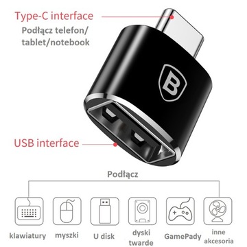 АДАПТЕР АДАПТЕР USB-C TYPE C НА USB OTG ЗАРЯДКА TRANSFER BASEUS HQ