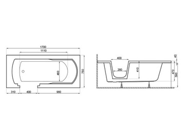 Акриловая ванна POLIMAT 170x75 VOVO WHITE HOUSING