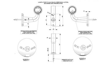 LD723 левый габаритный фонарь, бело-красный, 12В 24В