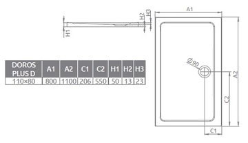 RADAWAY ПРЯМОУГОЛЬНЫЙ ДУШЕВОЙ ПОДДОН DOROS PLUS D 110x80x5