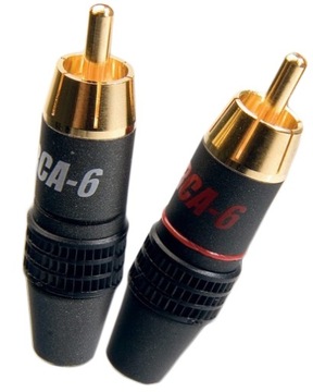 РАЗЪЕМЫ RCA SUPRA RCA-6, ПАРА ПОДТЯЖЕК, ПОЗОЛОЧЕННЫЕ 24 КАРТА