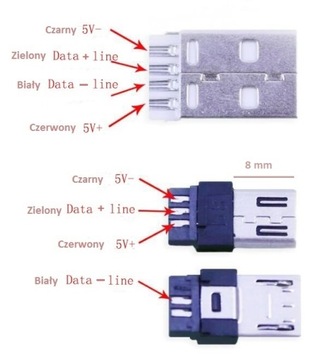 Разъем Micro USB 5-контактный, супер качество, длина 8 мм.