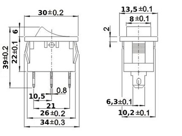 [SE46]Кулисный переключатель с подсветкой 250В 15А T1