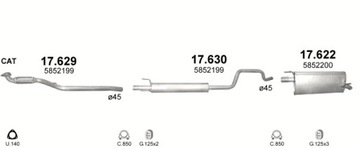 Комплект глушителей + хомуты Opel Meriva двиг. 1,4+1,6 03-10