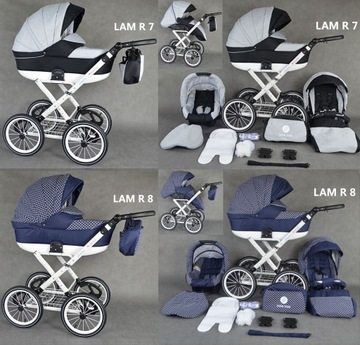 CLASSIC 4в1 Детская коляска Lameiro Retro, база Isofix + аксессуары