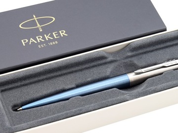 Шариковая ручка Parker Jotter Steel Waterloo Blue, с гравировкой