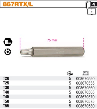 BIT 10MM KLUCZ DŁUGI TORX BITY BETA 867RTX/L T45