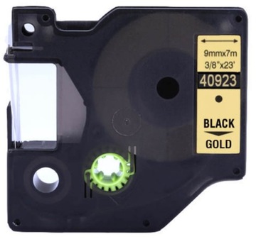 TAŚMA DO D1 DYMO 40923 9mm ZŁOTA CZRNY NADRUK 7m