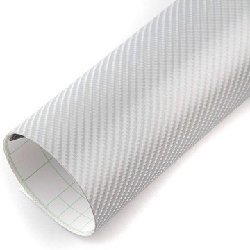 FOLIA OKLEINA CARBON 4D POŁYSK SREBRNA 152 x 10 cm