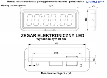 Светодиодные часы, светодиодный секундомер, водонепроницаемый полированный IP66, прочный корпус из поликарбоната