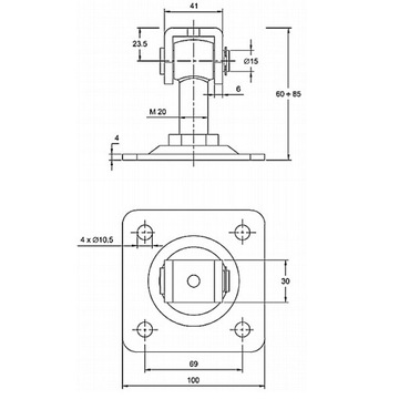 Петли HINGE регулируемые M 20 с пластиной 100x100