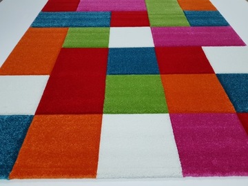 Dywan DIAMOND 3D 200x290 w kwadraty kolorowy daisy