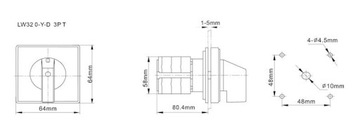 Кулачковый переключатель 32А 0-Y-D 3P панель IP65