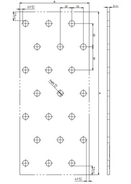 PP27 ПЛОСКИЙ СОЕДИНИТЕЛЬ ПЕРФОРИРОВАННАЯ ПЛАСТИНА OC 200x600