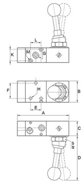 Ручной пневмораспределитель 3/2 G1/8 без компрессора.