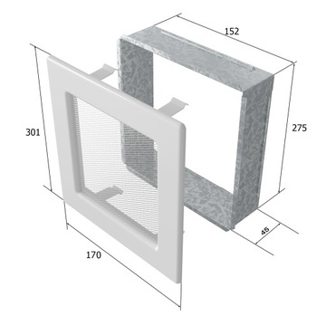 Решетка вентиляционная для камина 17х30 Жалюзи белые