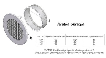 Решетка каминная круглая 125мм белая