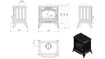 Piec żeliwny KOZA K6 fi150 + ażur ozdobny szpros