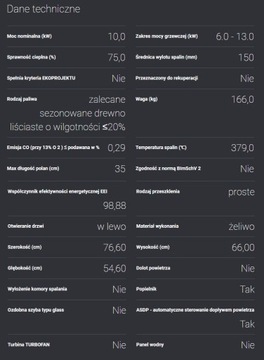 Piec żeliwny wolnostojący KOZA K9, fi 150 ASDP