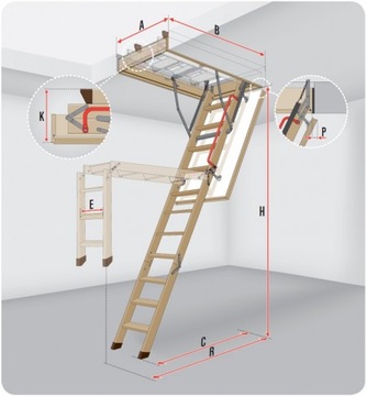 Чердачная лестница с люком FAKRO LWK PLUS 80x140 3,05 м