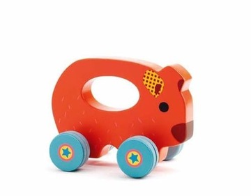 Wooden toy on wheels gaston djeco, фото