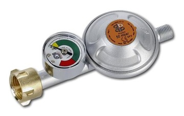 Редуктор газовый 50mbar, 1, 5kg/ h, с клапаном безопасности 1 манометр, gz 1/ 4" левая, фото