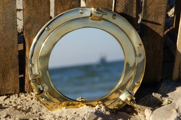 Porthole - iluminator mirror brass, фото