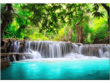 Triptych waterfall landscape 100x70 image on canvas, фото