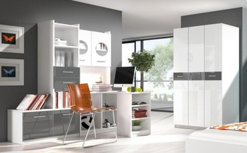 Furniture youth raj 1a with a table naroznym - facades gray gloss, фото