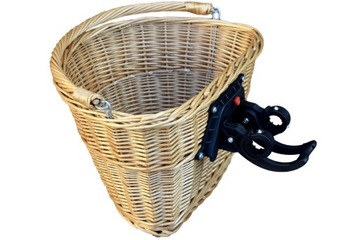 Basket bicycle front wicker cuda beige and brown, фото