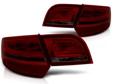Фонари задние audi a3 8p sportback 03 - 08 тюнинг led подсветка красный smoked, фото