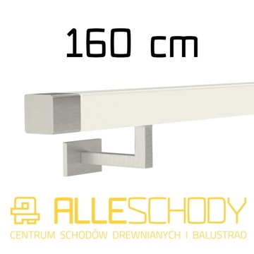 Handrail wall-mounted wooden 40x40 160cm white inox, фото
