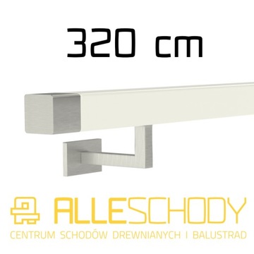 Handrail wall-mounted wooden 40x40 320cm white inox, фото