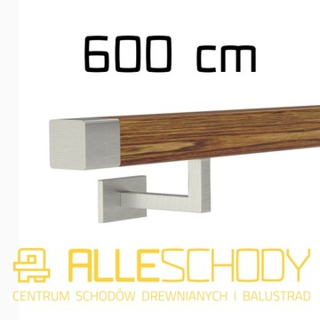 Handrail wall-mounted wooden 40x40 600cm oak color, фото