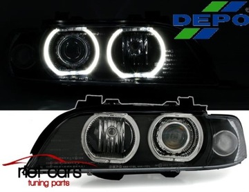 Headlights bmw 5 e39 angel eyes h7 ccfl led backlight, фото