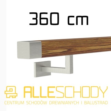 Handrail wall-mounted wooden 40x40 360cm oak color, фото