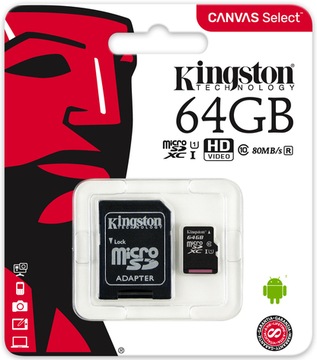 Карта пам'яті Kingston 64GB MICRO SD class 10 UHS